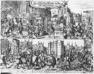Arresto, juicio y tortura de Concino Concini, Marqués y Mariscal de Ancre el 24 de abril de 1617 de French School