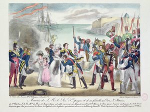 Llegada de Su Majestad Fernando VII y su familia a Porte Sainte Marie, 1 de octubre de 1823, 1823 de French School
