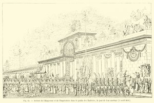 Llegada del Emperador y la Emperatriz al jardín de las Tullerías, el día de su boda, 2 de abril de 1810 de French School