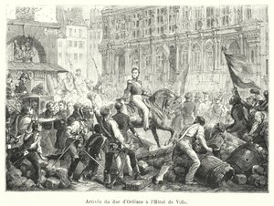 Llegada del duque de Orleans al Hôtel de Ville (grabado)