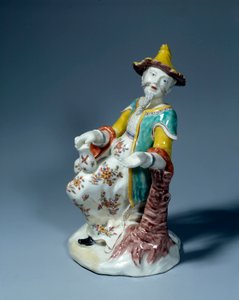 Arte francés: figura china. Escultura de porcelana policromada de Saint Cloud de French School
