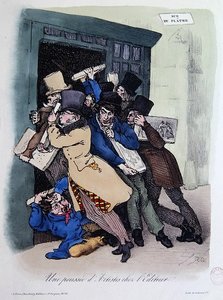 Artistas asediando la puerta del Editor, c.1830 de French School