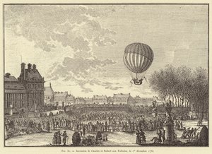 Ascensión de Charles y Robert en las Tullerías, el 1 de diciembre de 1783 de French School