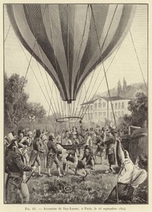 Ascensión de Gay-Lussac en París, el 16 de septiembre de 1804 (grabado) de French School