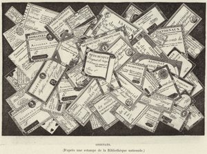 Assignats, moneda de la Revolución Francesa (grabado) de French School
