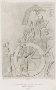 Asurbanipal en su carro, de Kouyundjik, Louvre de French School