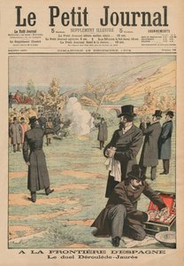 En la frontera española, duelo entre Paul Deroulede y Jean Jaures, ilustración de Le Petit Journal, Suplemento ilustrado, 18 de diciembre de 1904