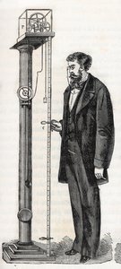 Máquina de Atwood inventada en 1784 por George Atwood (1745-1807) - Máquina de Atwood - Grabado en "Ciencias puestas a disposición de todos - Física y química populares" por Alexis Clerc - Finales del siglo XIX - Colección privada de French School