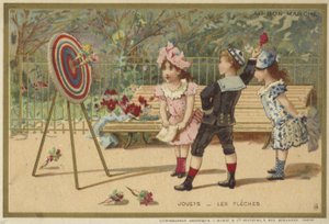 Tarjeta Au Bon Marché con juegos infantiles de French School