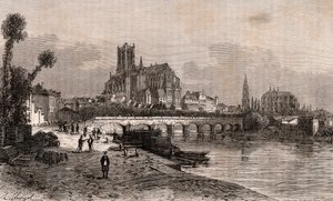 Auxerre - Borgoña-Franco Condado - grabado en “La France illustree: geographie, histoire, administration statistique” por V.A. Malt-Brown. 1884 de French School