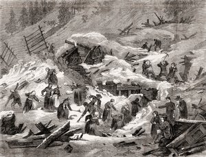 Avalancha en los Alpes franceses, de 