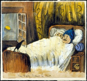 Mal augurio: una visita nocturna (una pareja mirando un cuervo)