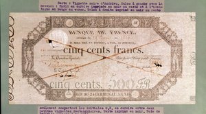 Billete de 500 francos del 24 Germinal del Año XI, 1806 de French School