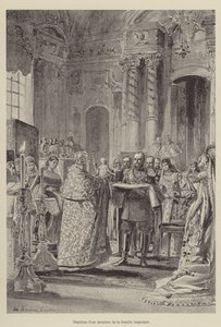 Bautizo de un miembro de la familia imperial (grabado) de French School