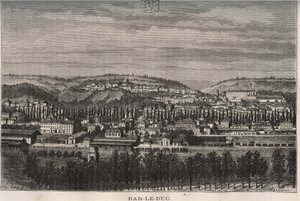 Bar-le-Duc (Bar le Duc) - departamento de la Mosa - grabado en “La France illustrée: géographie, histoire, administration statistique” por V.A. Malt-Brown. 1884 de French School