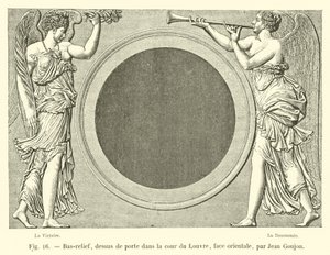 Bajorrelieve, sobrepuerta en el patio del Louvre, fachada oriental, por Jean Goujon