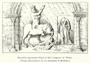 Bajorrelieve representando a Pepin el Breve vencedor de Waifer (grabado) de French School