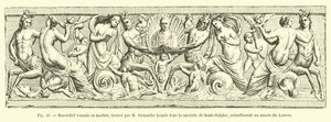 Bajorrelieve romano en mármol, encontrado por M Alexandre Lenoir en la sacristía de Saint-Sulpice, actualmente en el museo del Louvre de French School