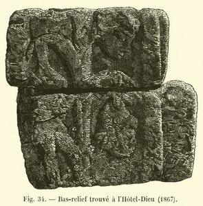 Bajorrelieve encontrado en el Hotel-Dieu, 1867