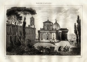 Basílica de la Santa Casa - Loreto - Santuario de Lorette - Basílica de Nuestra Señora de Loreto - Casa Santa de Loreto o Casa de Nazaret - Grabado de 