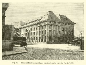 Edificio Montyon, Asistencia pública, en la plaza del Parvis, 1877 de French School
