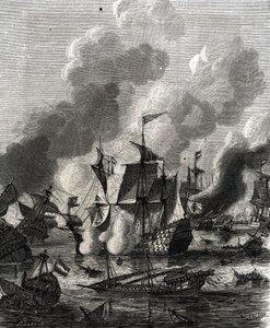 Batalla de Lagos fue una batalla naval durante la Guerra de los Nueve Años el 27 de junio de 1693 (grabado) de French School