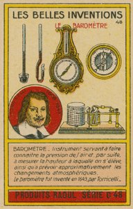 Tarjeta de inventos hermosos, barómetros de French School