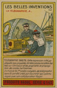 Tarjeta de inventos hermosos, telegrafía de French School