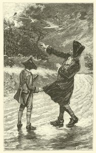 Benjamin Franklin volando su cometa de French School