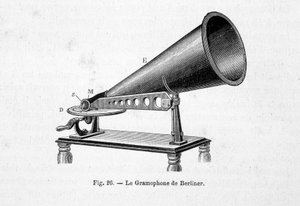 Fonógrafo de Berliner - en “La física popular” por E. Desbeaux de French School