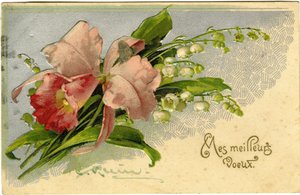 Los mejores deseos de lirio del valle y flores.