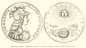 Biblioteca Nacional, Medalla de Luis XIV, en plata y bronce de French School