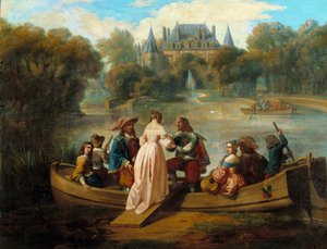 Paseo en bote en el lago del castillo