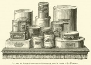 Latas de conservas alimenticias para carne y verduras de French School