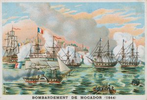 Bombardeo de Mogador, Marruecos, por los franceses, 1844 de French School