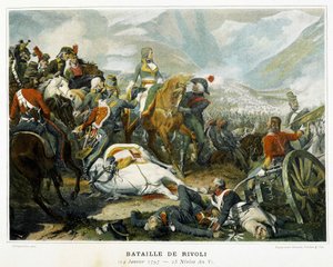 Bonaparte (centro), después de su victoria sobre los austriacos en la Batalla de Rivoli (Italia) el 14 de enero de French School