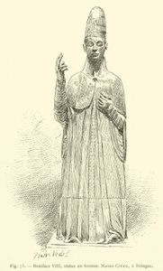 Bonifacio VIII, estatua de bronce, Museo Cívico, en Bolonia