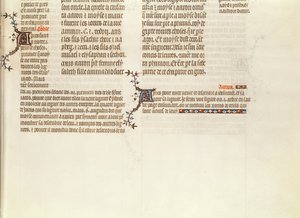 Parte inferior de una página sin miniatura, de La Biblia de Jean de Sy, c.1355