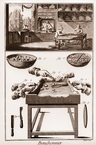 Fabricación de tapones de corcho - “La Gran Enciclopedia, o Diccionario Razonado de las Ciencias, las Artes y los Oficios” por Denis Diderot (1713-1784) y Jean d