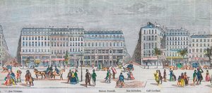 Boulevard Montmartre lado sur y boulevard des Italians lado sur - Rue Vivienne - Maison Frascati - Rue Richelieu - café Cardinal - Grabado en “Tableau-de-Paris” por Edmond Texier 1852 de French School