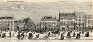 Boulevard des Italiens y boulevard Montmartre - Café Mulhouse - Cercle Montmartre - Jockey club - Grabado en “Tableau-de-Paris” por Edmond Texier 1852 de French School