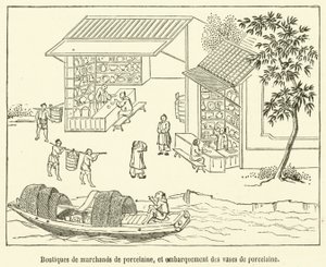 Tiendas de comerciantes de porcelana y embarque de jarrones de porcelana de French School