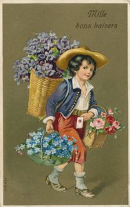 Niño llevando flores de French School