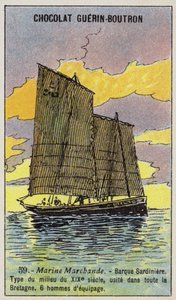 Barco de pesca de sardinas bretón, mediados del siglo XIX de French School