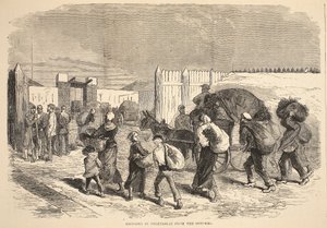 Trayendo verduras de los suburbios, ilustración de la Historia de la Guerra entre Francia y Alemania, 1870-1871