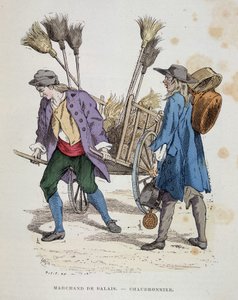 Comerciante de escobas y calderero - en "Los trajes de París a través de los siglos" de French School