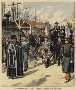 Entierro de un marinero ruso en Le Havre, Francia, 1897 de French School