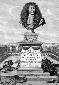 Busto de Luis XIV el Grande (1638-1715) - en “Festiva ad Capita Cancellumque Decursio, A Rege Ludovico XIV...”, C. Perrault, París Imprimerie Royale de French School