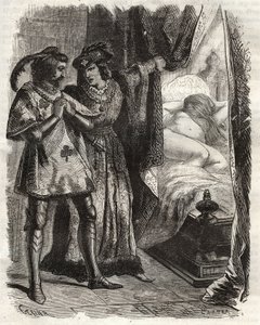 Al levantar una puerta, mostró al esposo a su propia esposa acostada desnuda. Luis I de Valois Duque de Orleans (1372-1407), hizo creer a Raoul d