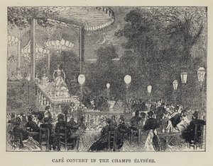 Café concierto en los Campos Elíseos (grabado)